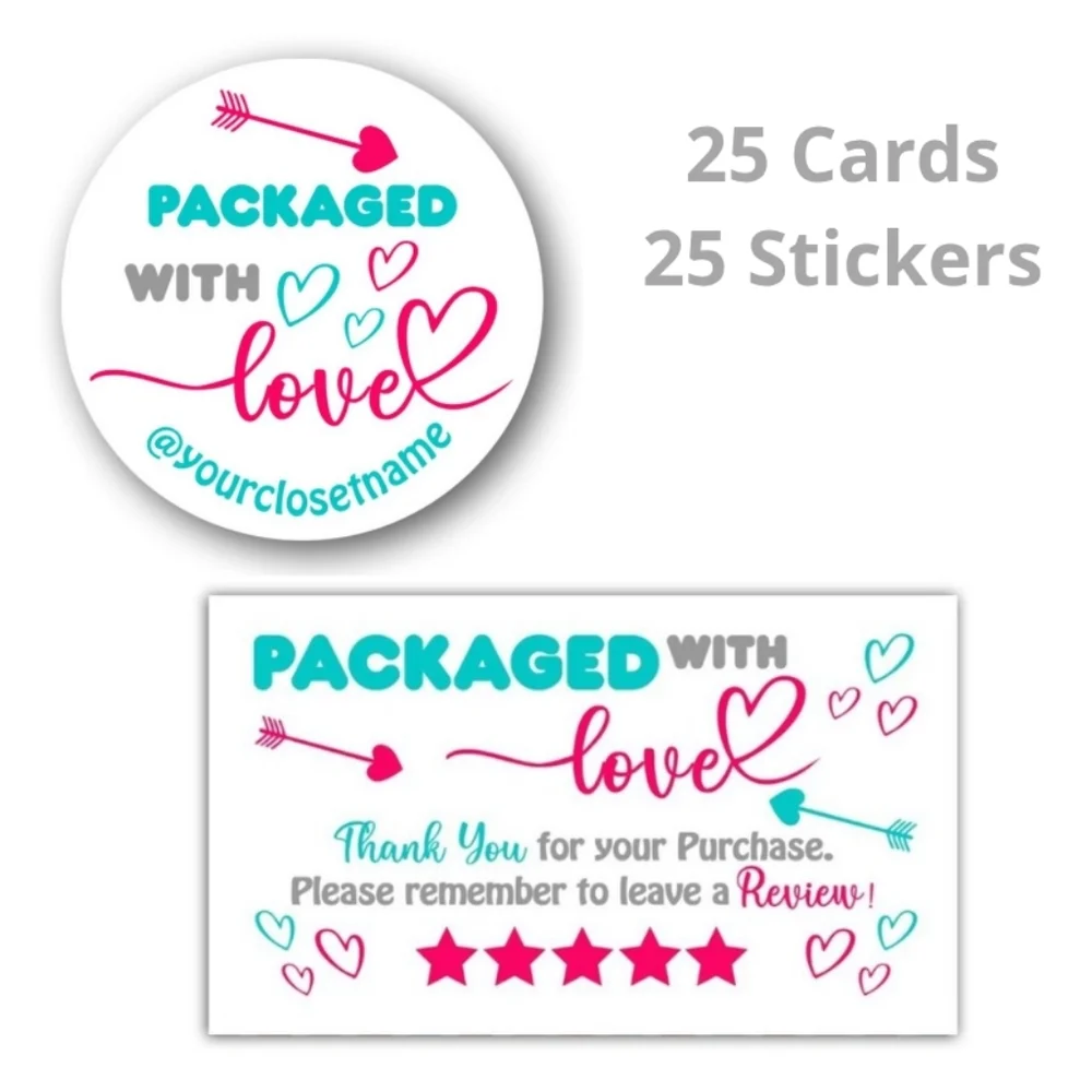 25 Thank you cards & 25 Thank You Stickers